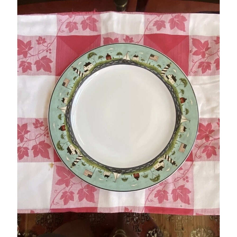 Sakura Warren Kimble COASTAL BREEZE 11" Dinner Plates Ocean Lighthouse